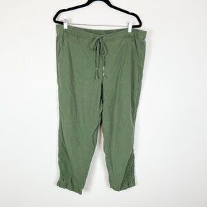 J. Crew Women's XL Green Tie- Waist Seaside Linen Blend Pants Bohemian‎ AN013